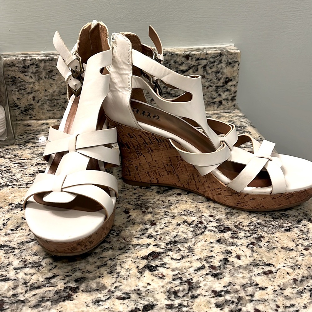 White wedge sandals